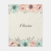 水エレガント色の串のような花 フリースブランケット (正面)