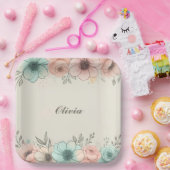 水エレガント色の串のような花 ペーパープレート (パーティー)