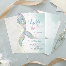 水エレガント色の人魚の尾の下2誕生日