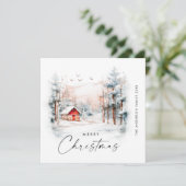 水エレガント色の冬のクリスマスの風景 シーズンカード (スタンド正面)