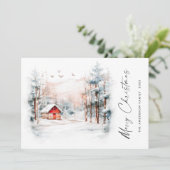 水エレガント色の冬のクリスマスの風景 シーズンカード (スタンド正面)