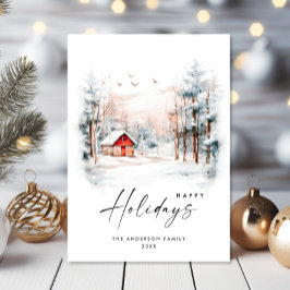 水エレガント色の冬のクリスマスの風景 シーズンカード