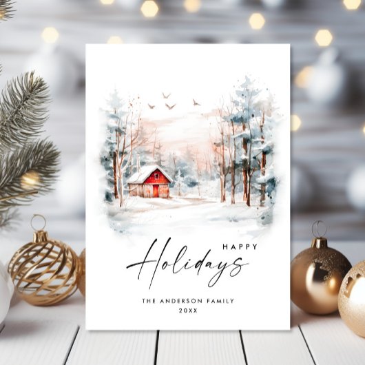 水エレガント色の冬のクリスマスの風景 シーズンカード