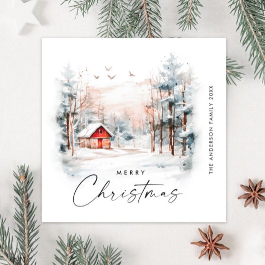 水エレガント色の冬のクリスマスの風景 シーズンカード