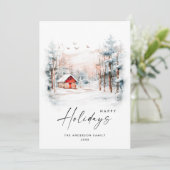 水エレガント色の冬のクリスマスの風景 シーズンカード (スタンド正面)