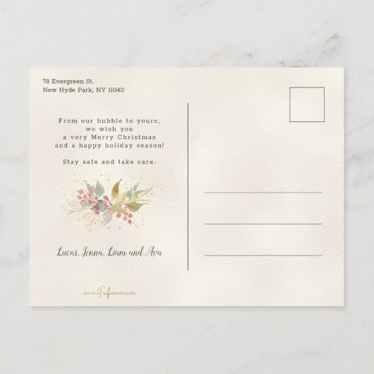 水エレガント色の冬の果実と緑の写真 シーズンポストカード (裏面)