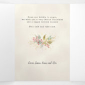 水エレガント色の冬の果実と緑の写真 三つ折りクリスマスカード (内部中)