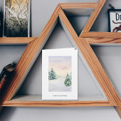 水エレガント色の冬の森シーズンの挨拶 シーズンカード