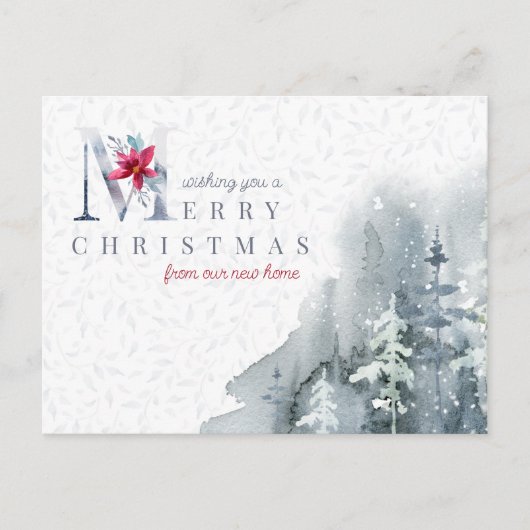 水エレガント色の冬の森林住所の変更 ポストカード (正面)