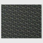 水エレガント色の冬の緑 |黒 ラッピングペーパー (フラット)