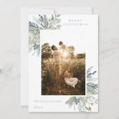 水エレガント色の冬の葉の写独身の真 シーズンカード (正面)