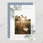 水エレガント色の冬の葉の写独身の真 シーズンカード (正面/裏面)