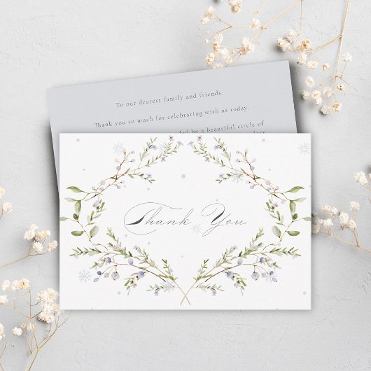 水エレガント色の冬の野結婚花 サンキューカード