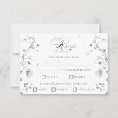 水エレガント色の冬の野結婚花 出欠カード (正面)