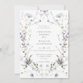 水エレガント色の冬の野結婚花 招待状 (正面)