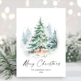 水エレガント色の冬クリスマスパイン シーズンカード