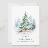 水エレガント色の冬クリスマスパイン シーズンカード (正面)