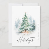 水エレガント色の冬クリスマスパイン シーズンカード (正面)