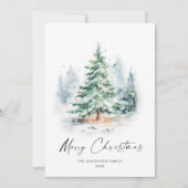 水エレガント色の冬クリスマスパイン シーズンカード (正面)