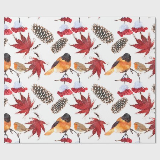 水エレガント色の冬パターン ラッピングペーパー (フラット)