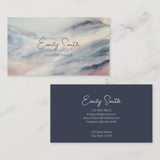 水エレガント色の大理石と濃い灰色の背面 名刺 (正面/裏面)