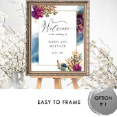 水エレガント色の天の歓迎結婚のサイン ポスター