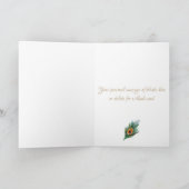 水エレガント色の孔雀ありがとう カード (内部)