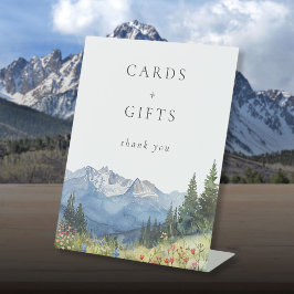 水エレガント色の山のフローラカードとギフト 台座サイン