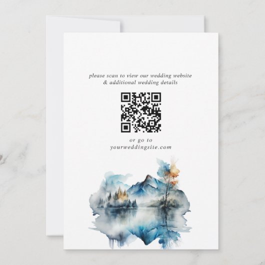 水エレガント色の山の森結婚の セーブザデート (裏面)