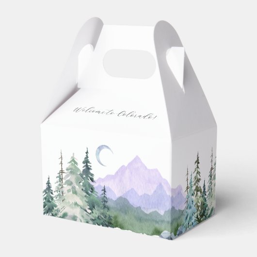 水エレガント色の山の森結婚の フェイバーボックス (裏面サイド)