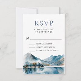 水エレガント色の山の森結婚の 出欠カード