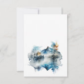 水エレガント色の山の森結婚の 出欠カード (裏面)