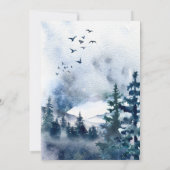 水エレガント色の山の森結婚の 招待状 (裏面)