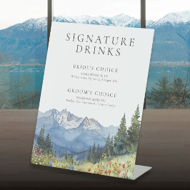 水エレガント色の山の署名ドリンク 台座サイン