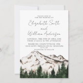 水エレガント色の山結婚の数 招待状 (正面)