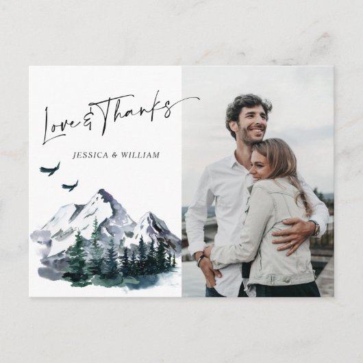 水エレガント色の山PHOTO Thank You ポストカード (正面)