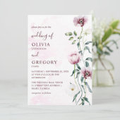 水エレガント色の庭の花結婚の 招待状 (スタンド正面)