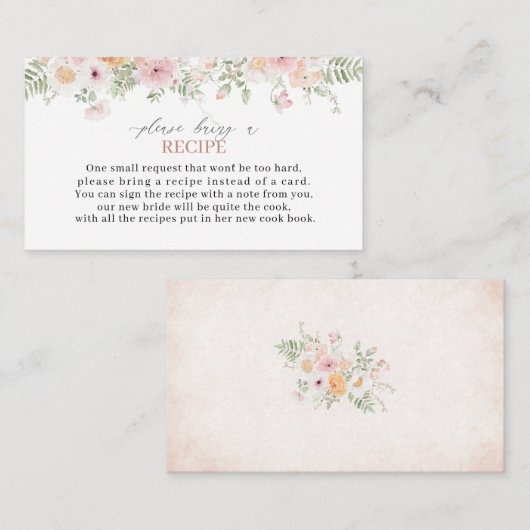 水エレガント色の愛の開花ブライダルシャワーRec エンクロージャーカード (正面/裏面)