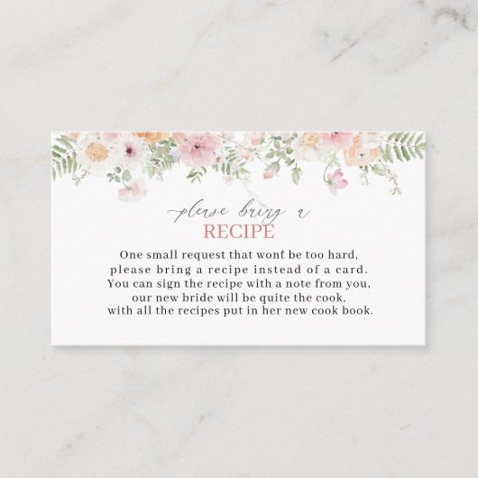 水エレガント色の愛の開花ブライダルシャワーRec エンクロージャーカード (正面)