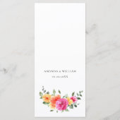 水エレガント色の明るい花結婚の夕食 メニュー (裏面)