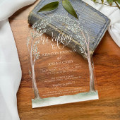 水エレガント色の木お洒落のアーチ結婚ズ アクリル招待状