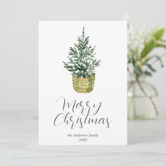 水エレガント色の木お洒落メリークリスマス シーズンカード (スタンド正面)