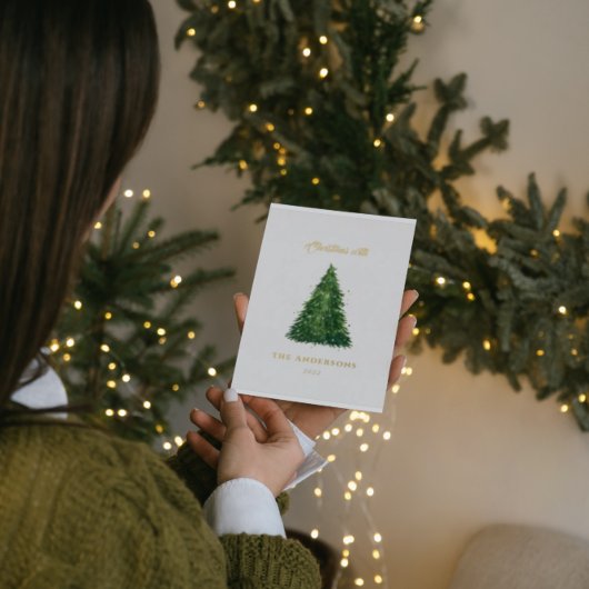 水エレガント色の木のクリスマスh休日 箔シーズンポストカード