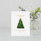 水エレガント色の木のクリスマスh休日 箔シーズンポストカード (立ち正面)