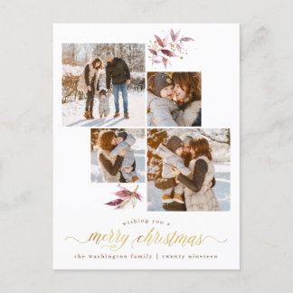 水エレガント色の枝とクリスマス4写真 シーズンポストカード