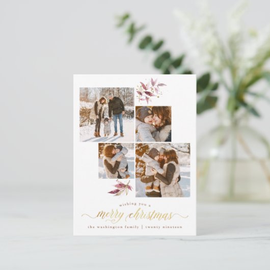 水エレガント色の枝とクリスマス4写真 シーズンポストカード (スタンド正面)