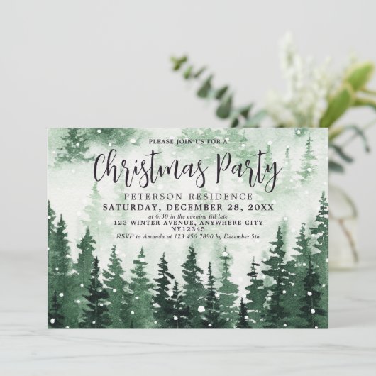 水エレガント色の森のクリスマスパーティー 招待状 (スタンド正面)
