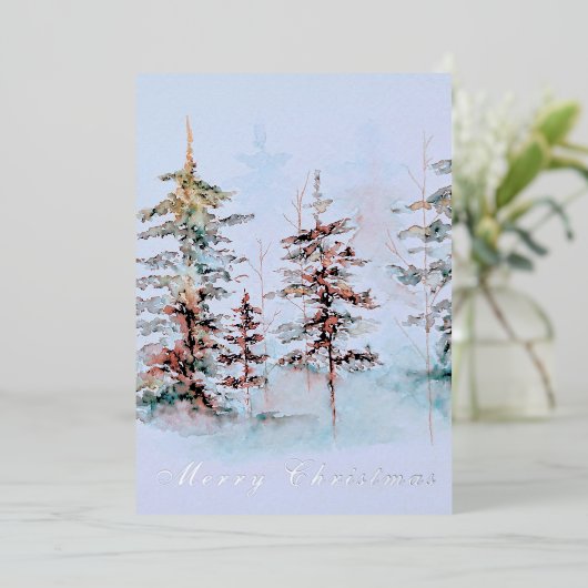 水エレガント色の森のクリ企業のスマス 箔シーズンカード (立ち正面)