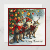 水エレガント色の森モダンメリークリスマス シーズンカード (正面/裏面)