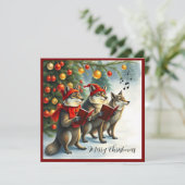 水エレガント色の森モダンメリークリスマス シーズンカード (スタンド正面)